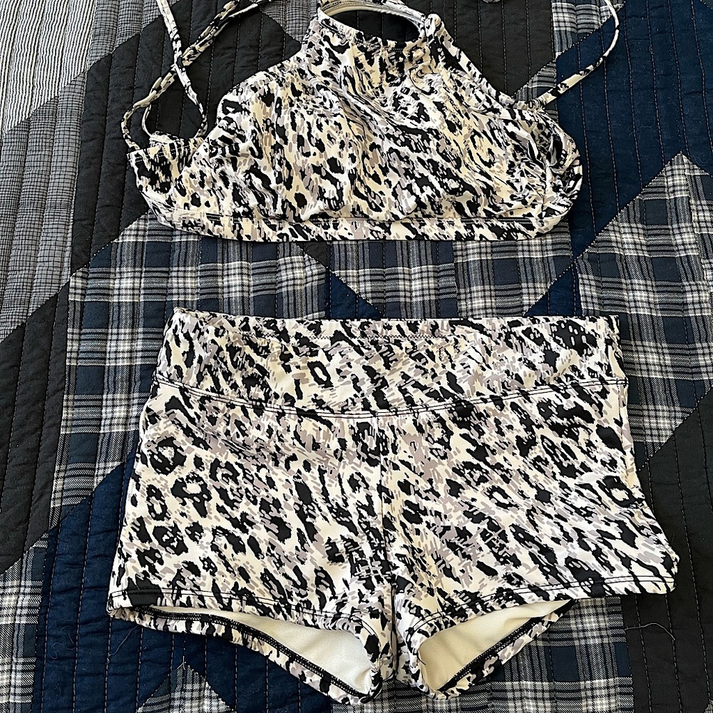Animal print two-piece swim wear